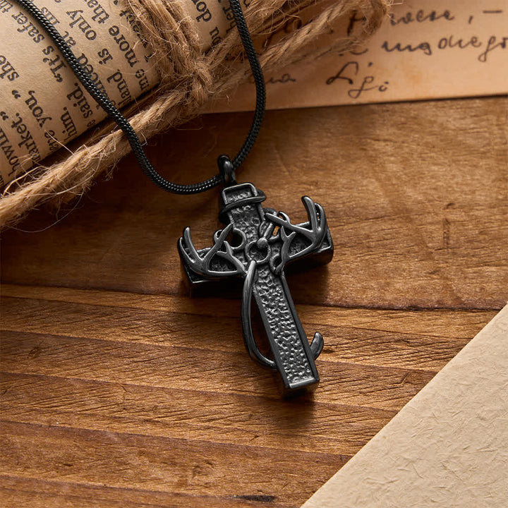 Christianartworkshop Hunting & Fishing Cross Pendant Necklace: Outdoor Faith & Spiritual Devotion - Black - image 7