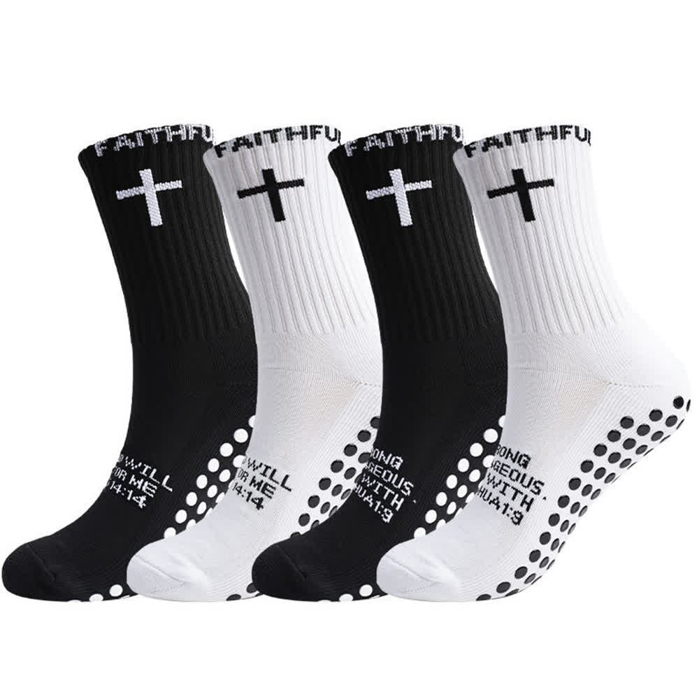 Christianartworkshop Front Cross Foot Scripture Text Faith-Themed Athletic Crew Socks - image 6