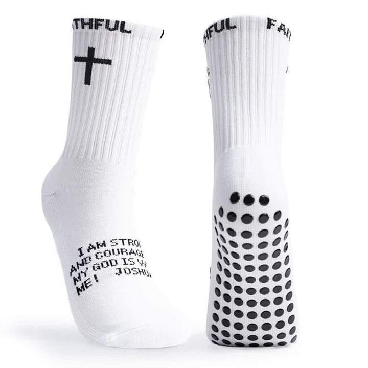Christianartworkshop Front Cross Foot Scripture Text Faith-Themed Athletic Crew Socks - image 4