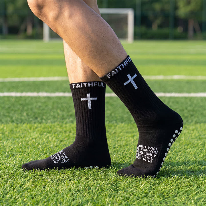 Christianartworkshop Front Cross Foot Scripture Text Faith-Themed Athletic Crew Socks - Black&Exodus - 10 Pairs - image 10