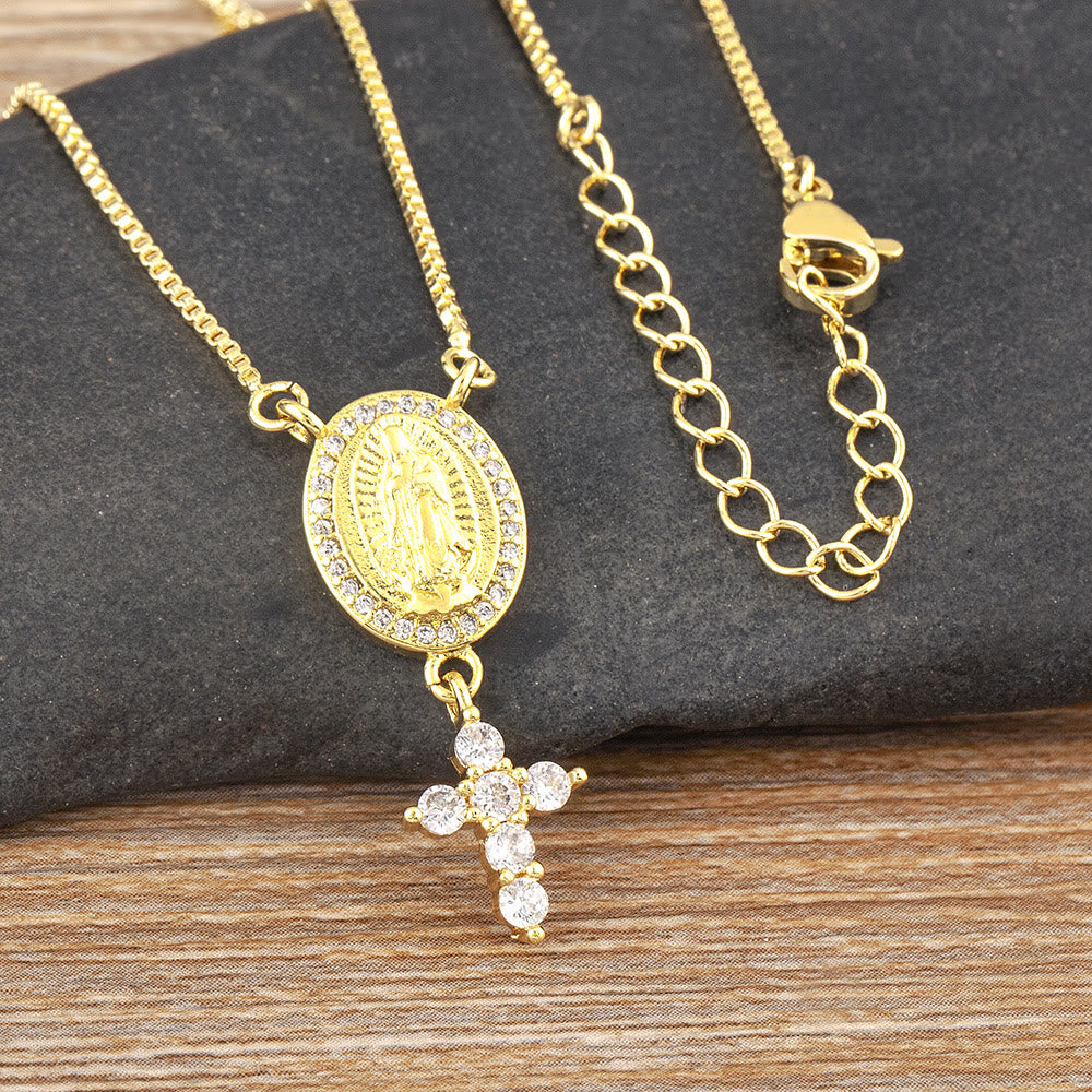 Christianartworkshop Our Lady & Cross Pendant Necklace: Divine Devotion & Timeless Elegance - image 2