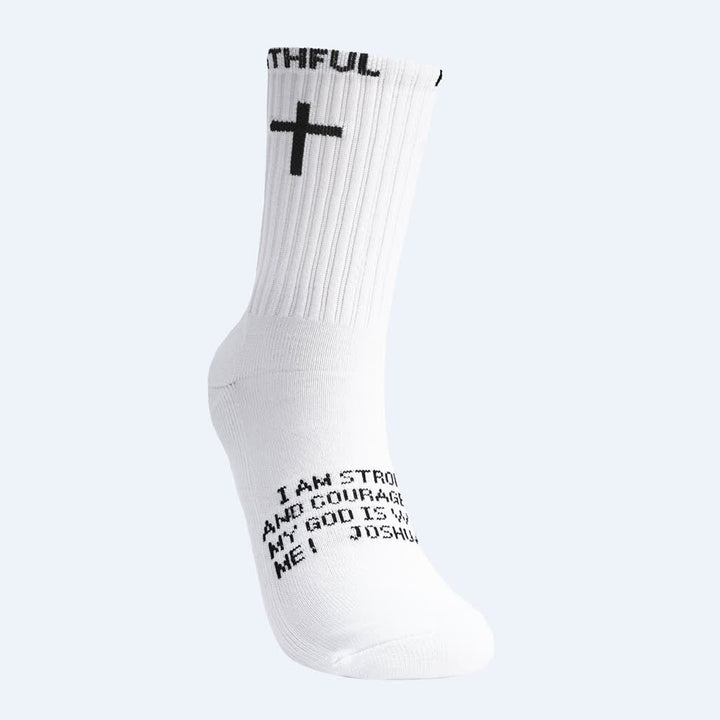 Christianartworkshop Front Cross Foot Scripture Text Faith-Themed Athletic Crew Socks - image 5