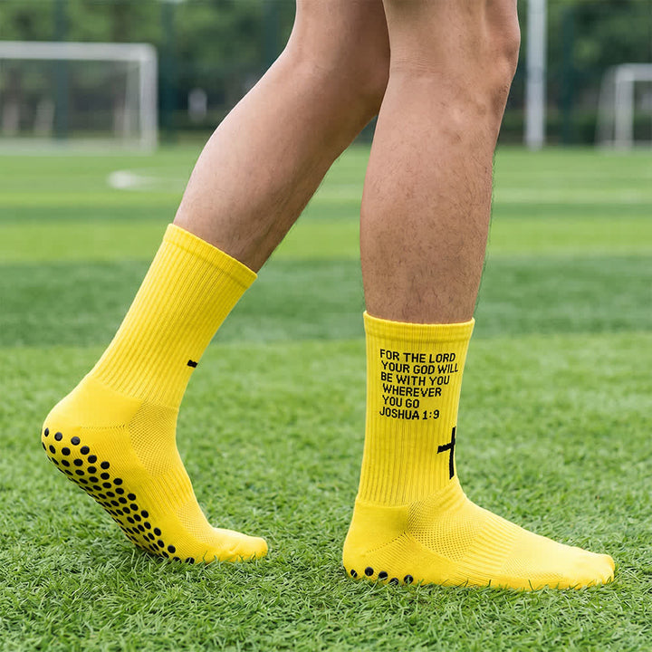 Christianartworkshop Joshua Scripture Side Letter & Cross Knit Crew Sports Socks - Yellow - 10 Pairs - image 12