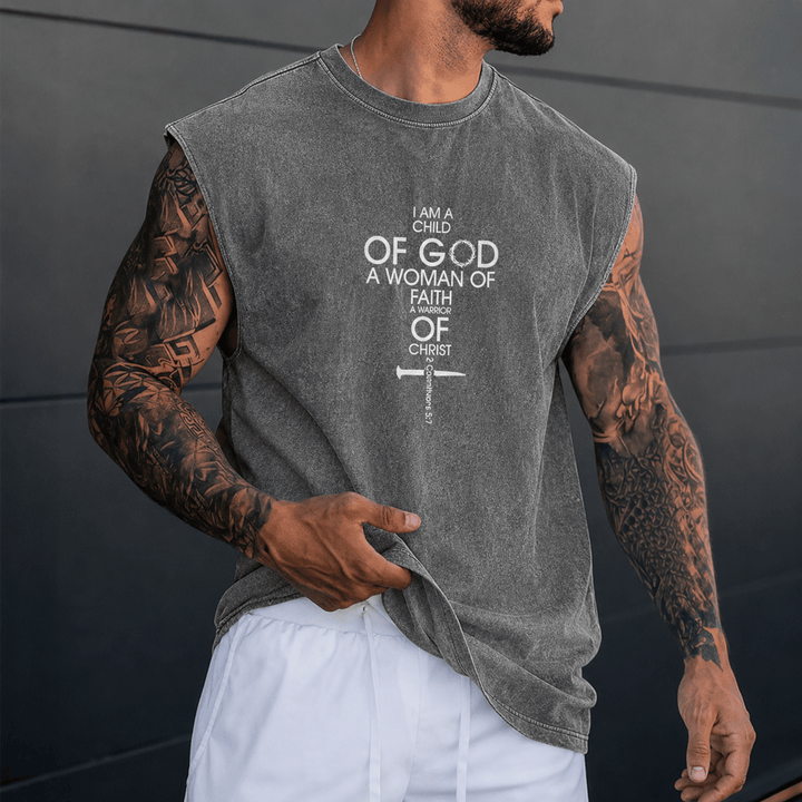 Christianartworkshop Child of God Woman of Faith Unisex Washed Tank Top - image 0