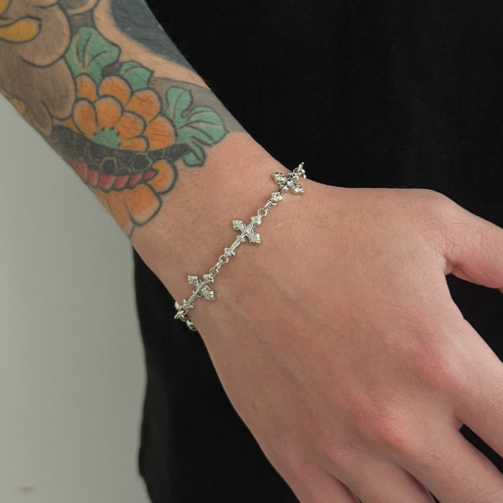 Christianartworkshop Textured Relief Multi Tiny Cross Linked Chain Adjustable Extension Bracelet - image 4