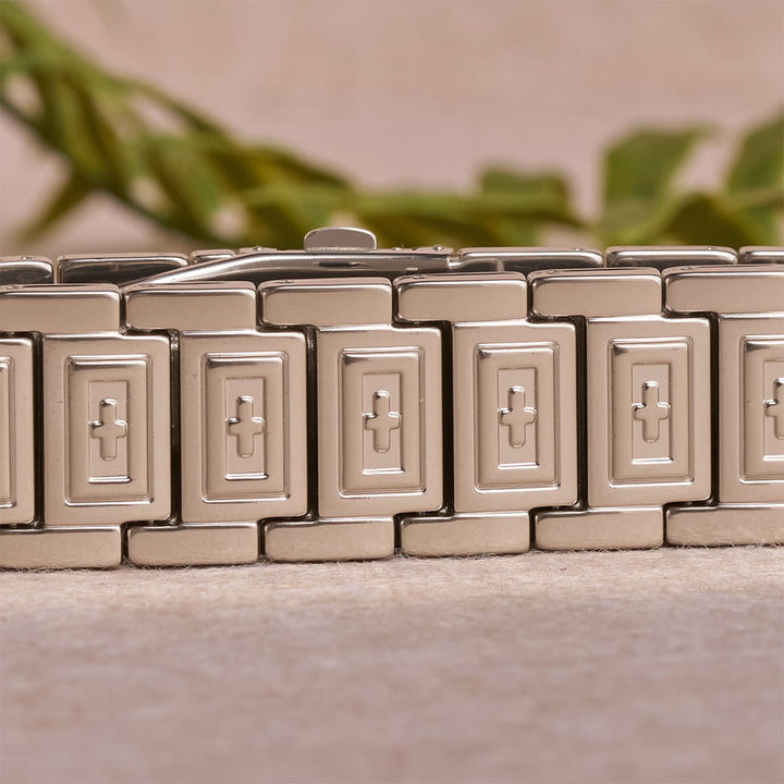 Christianartworkshop Watch-Band Style Link Bracelet with Recessed Embossed Cross on Each Rectangular Link - image 9