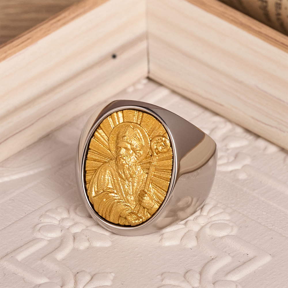 Christianartworkshop Two-Tone Bezel Oval Embossed Sacred Portrait Signet Ring: A Symbol of Gentle Heavenly Grace & Blessed Safeguard - image 15