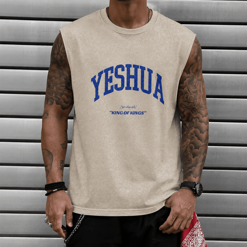 Christianartworkshop Yeshua King Of Kings Unisex Washed Tank Top - image 0