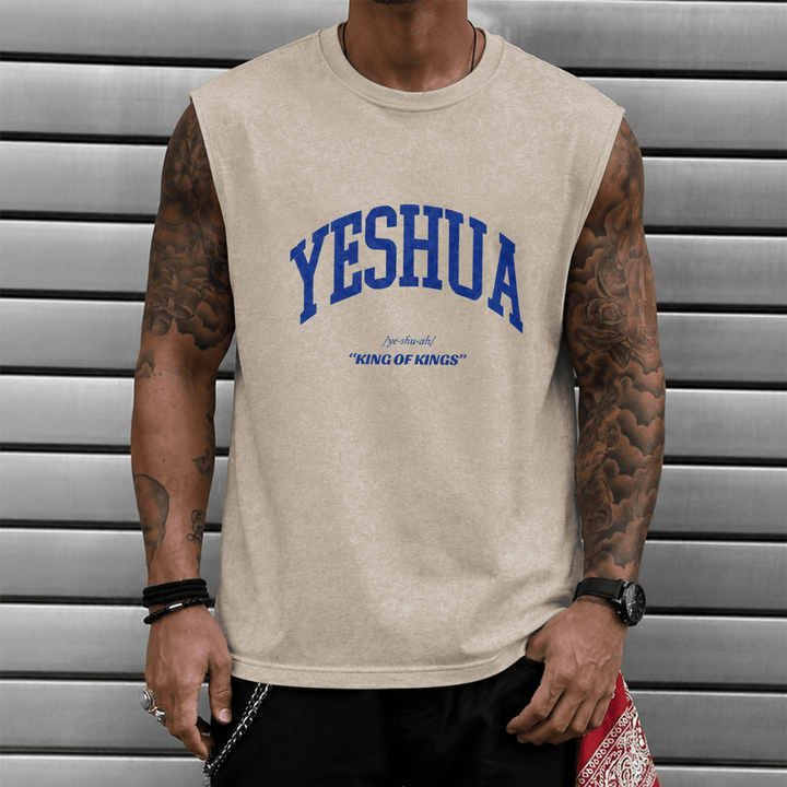 Christianartworkshop Yeshua King Of Kings Unisex Washed Tank Top - image 0