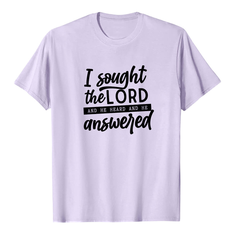 Christianartworkshop "I Sought the Lord and He Heard and Answered" Scripture Premium Short Sleeve T-Shirt - Purple - 2XL - image 3