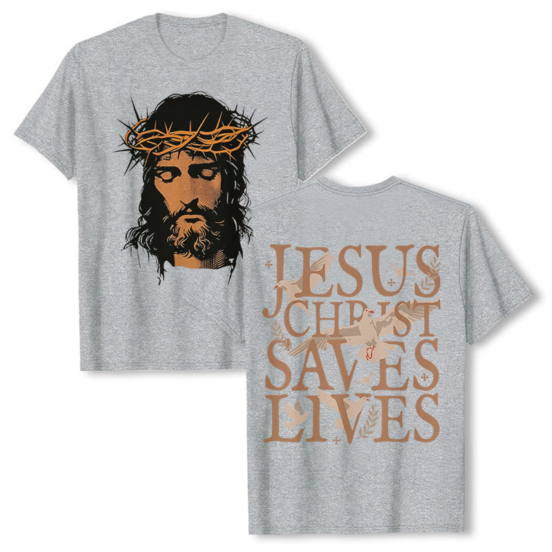 Christianartworkshop Jesus Face and Crown of Thorns Graphic T-Shirt - Grey - 2XL - image 9