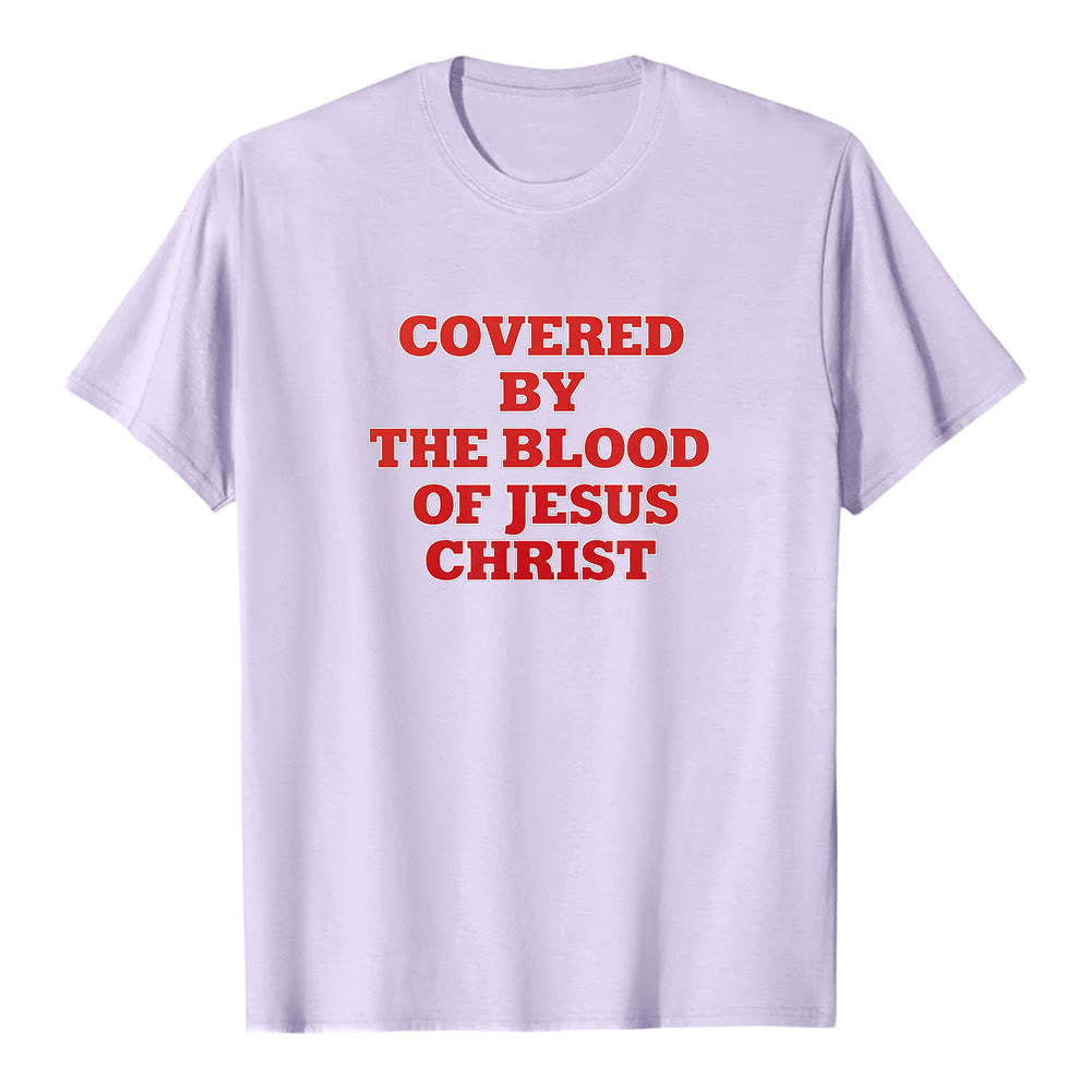 Christianartworkshop "Covered By The Blood Of Jesus Christ" Faith Statement Premium Short Sleeve T-Shirt - Purple - 2XL - image 3