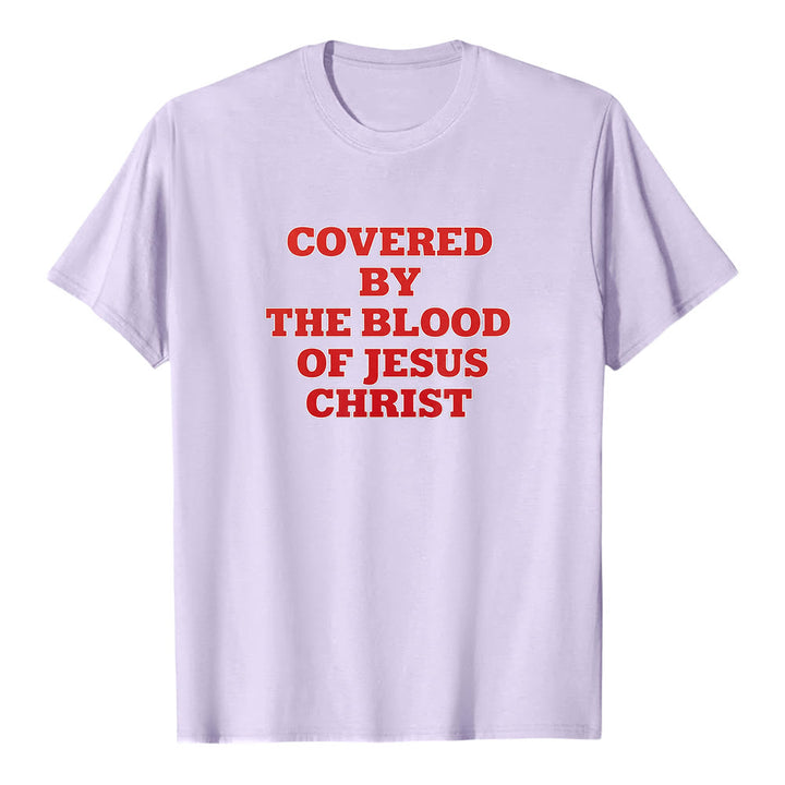 Christianartworkshop "Covered By The Blood Of Jesus Christ" Faith Statement Premium Short Sleeve T-Shirt - Purple - 2XL - image 3