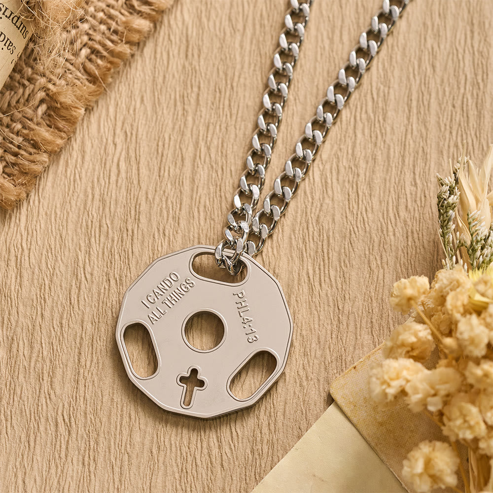 Christianartworkshop Sporty Fitness Gym Dumbbell Necklace with Openwork Cross: A Reminder of Divine Strength - image 2