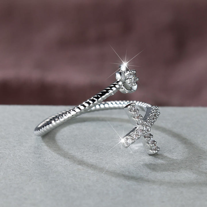 Christianartworkshop Open Cuff Ring with Pave Zircon Cross and Flower Zircon Accent: A Symbol of Tender Grace & Steadfast Sacred Faith - image 11