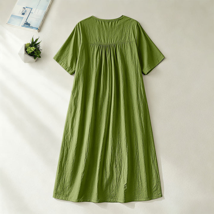 Christianartworkshop Plain Tone Love Scripture Rainbow Heart Slogan V-Neck Short Sleeve Midi Dress - image 14
