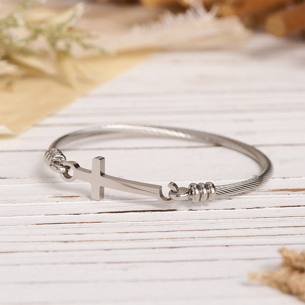 Christianartworkshop Twisted Cable Bangle with Polished Cross Bar Clasp Bracelet: A Symbol of Sacred Redemptive Grace - image 8