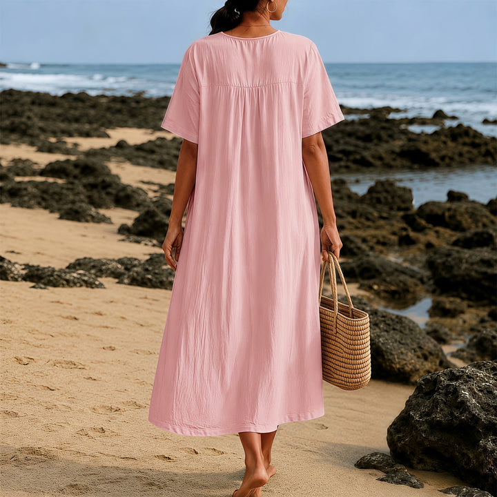 Christianartworkshop Floral & Cross Pattern "Just Pray" Statement V-Neck Short Sleeve Midi Dress - image 23