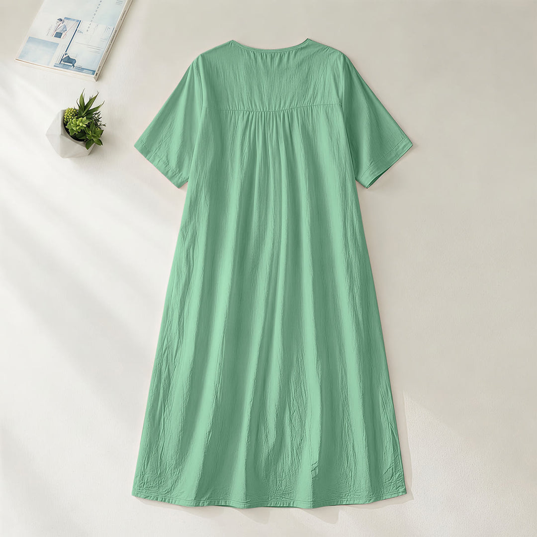 Christianartworkshop Coastal Faith Verse Palm Tree & Sunset Graphic V-Neck Short Sleeve Midi Dress - image 6