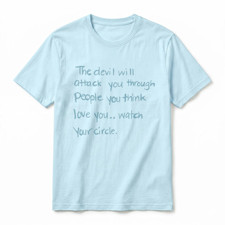 Christianartworkshop "The Devil Will Attack You Through People You Think Love You" Premium Short Sleeve T-Shirt - image 3