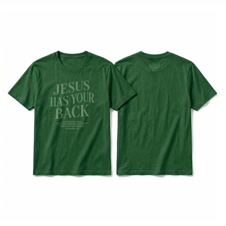 Christianartworkshop "Jesus Has Your Back" Confident Believer Premium Short Sleeve T-Shirt - Dark Green - 2XL - image 22