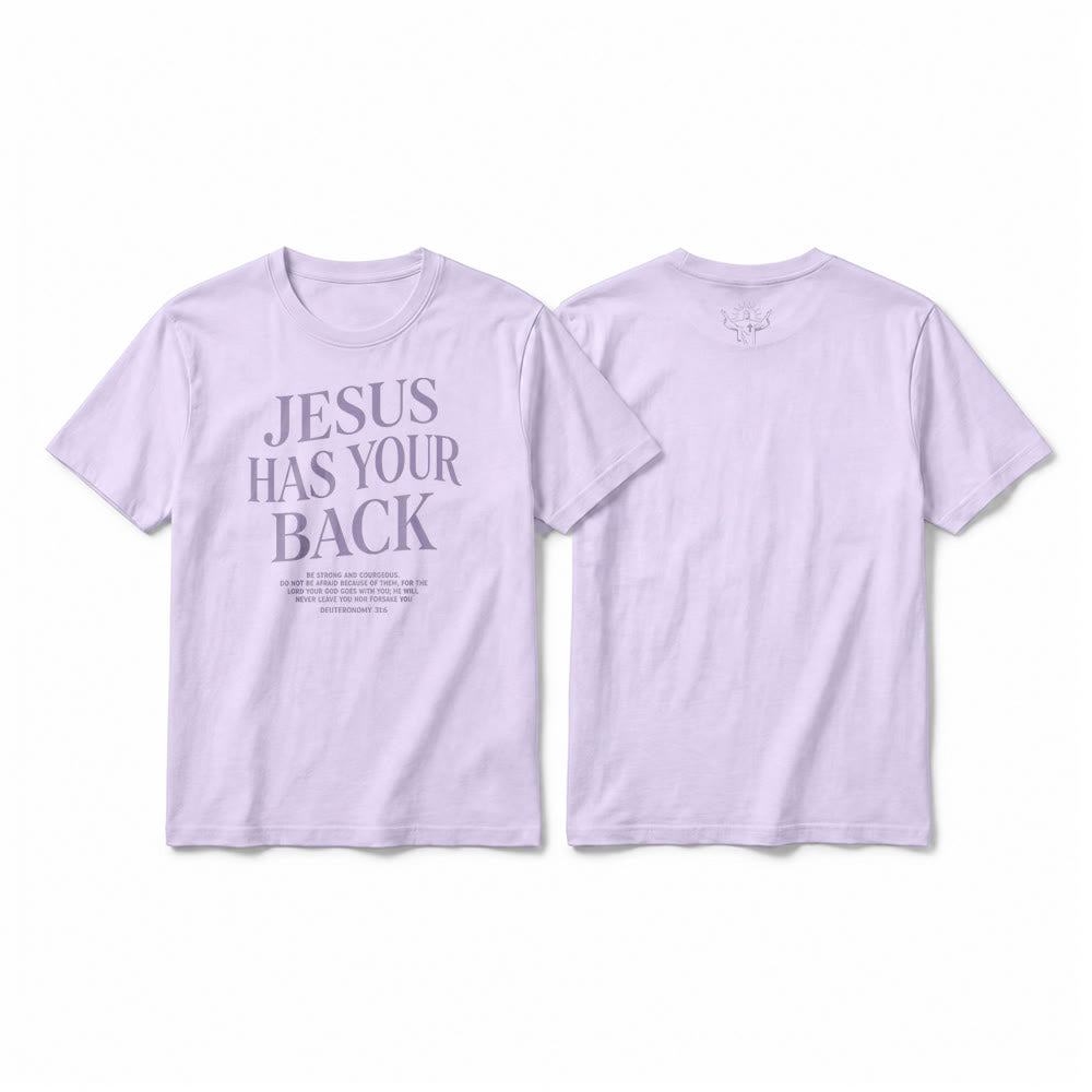 Christianartworkshop "Jesus Has Your Back" Confident Believer Premium Short Sleeve T-Shirt - Purple - 2XL - image 10