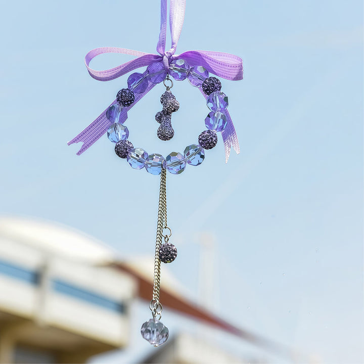 Christianartworkshop Bow-Adorned Crystal Wreath Cross Car Pendant: A Symbol of Sheltering Grace & Safe Journey Faith - image 3