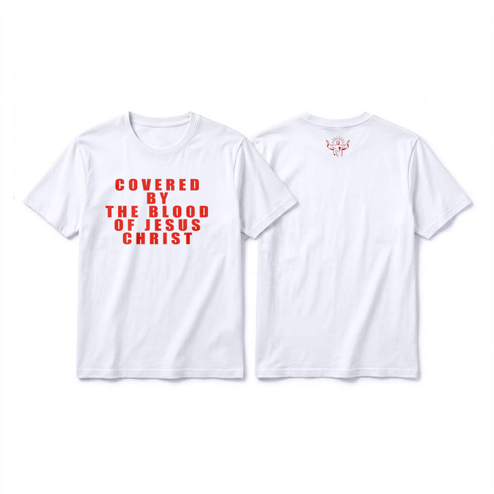 Christianartworkshop "Covered By The Blood Of Jesus Christ" Statement Premium Short Sleeve T-Shirt - White - 2XL - image 1