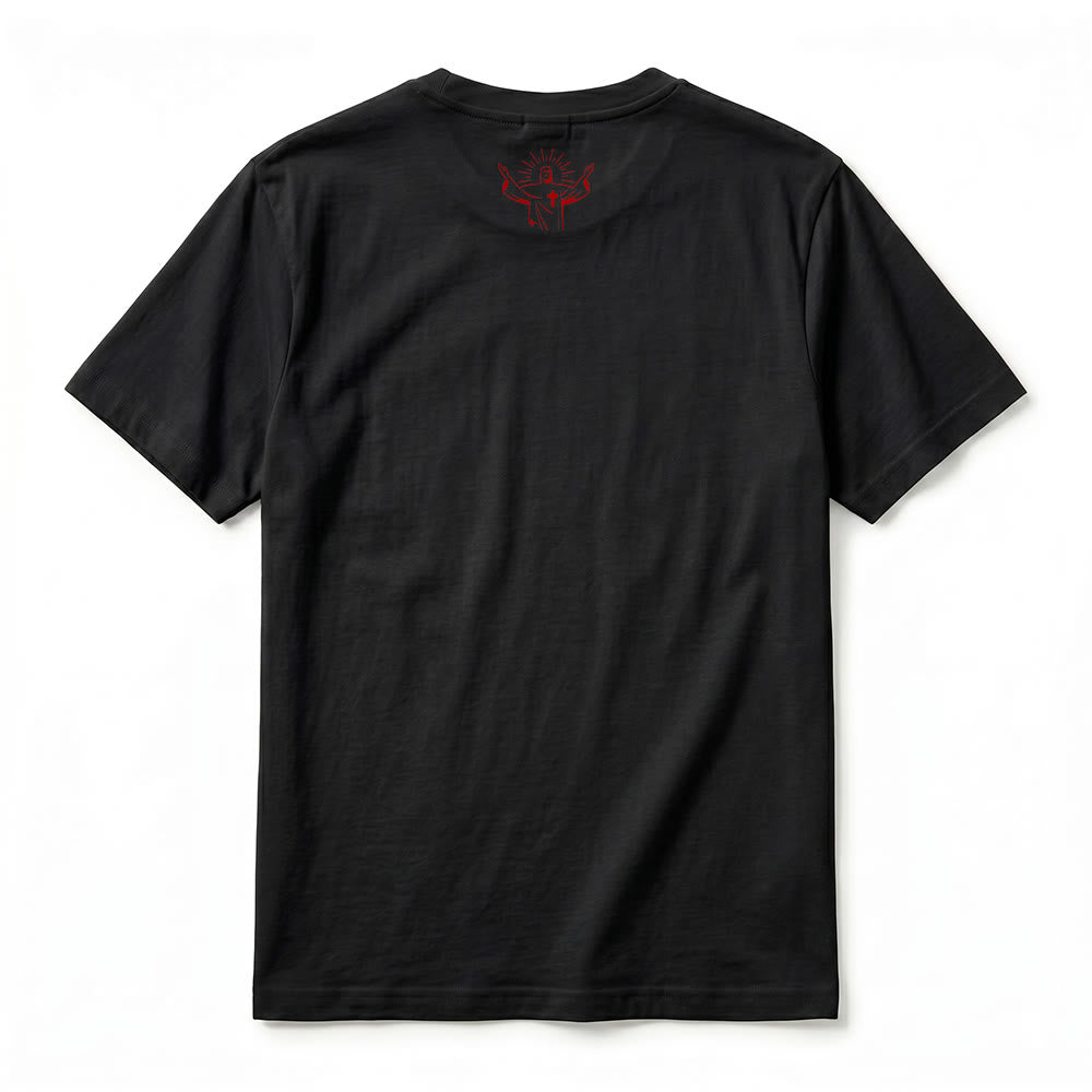 Christianartworkshop Psalm 34:7 "The Angel of the Lord" Front & Back Print Premium Short Sleeve T-Shirt - image 3