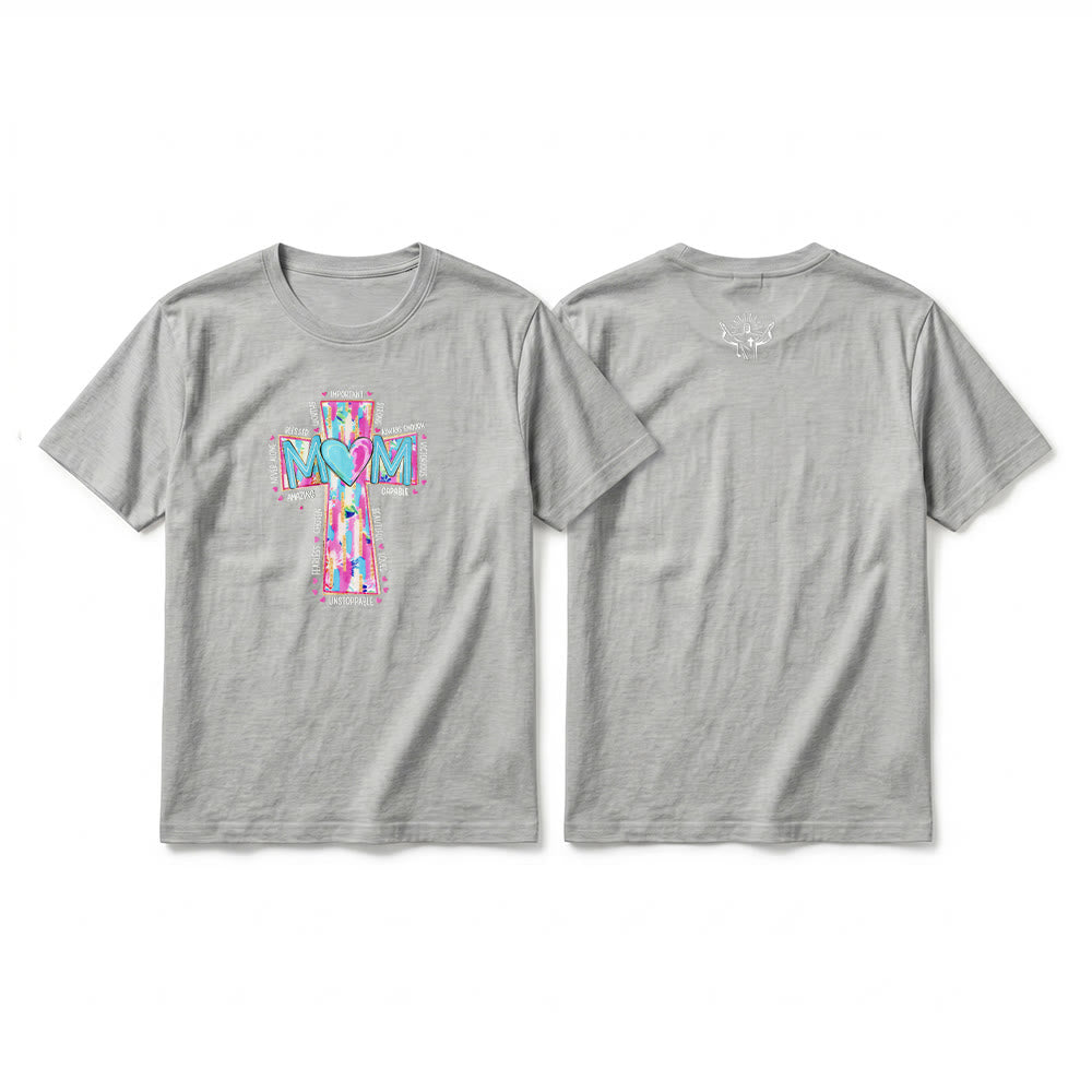 Christianartworkshop Faith Mom Cross Pattern Front Print Premium Short Sleeve T-Shirt - Beige - 2XL - image 16