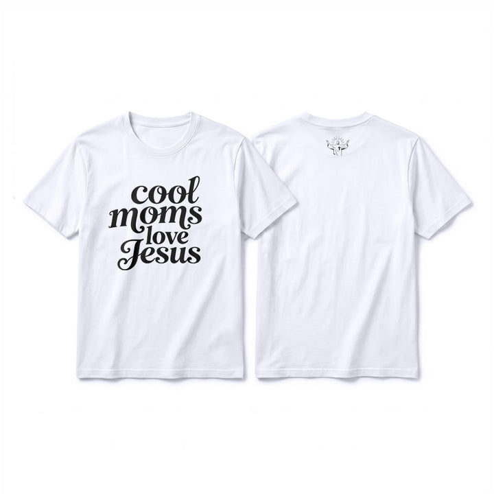 Christianartworkshop "Cool Moms Love Jesus" Front & Back Print Premium Short Sleeve T-Shirt - White - 2XL - image 4
