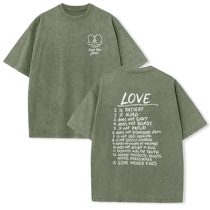 Christianartworkshop "Love Like Jesus" 1 Corinthians 13 Verse Washed Unisex T-Shirt - Army Green - 5XL - image 9