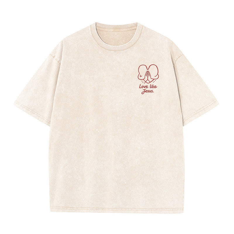 Christianartworkshop "Love Like Jesus" 1 Corinthians 13 Verse Washed Unisex T-Shirt - image 7