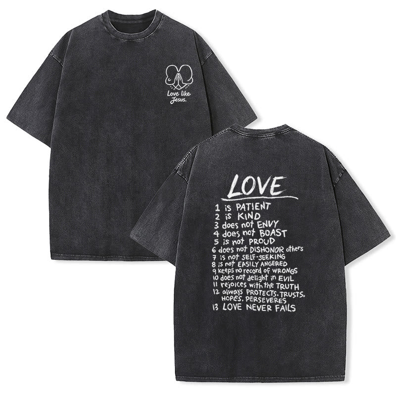 Christianartworkshop "Love Like Jesus" 1 Corinthians 13 Verse Washed Unisex T-Shirt - Black - 5XL - image 3