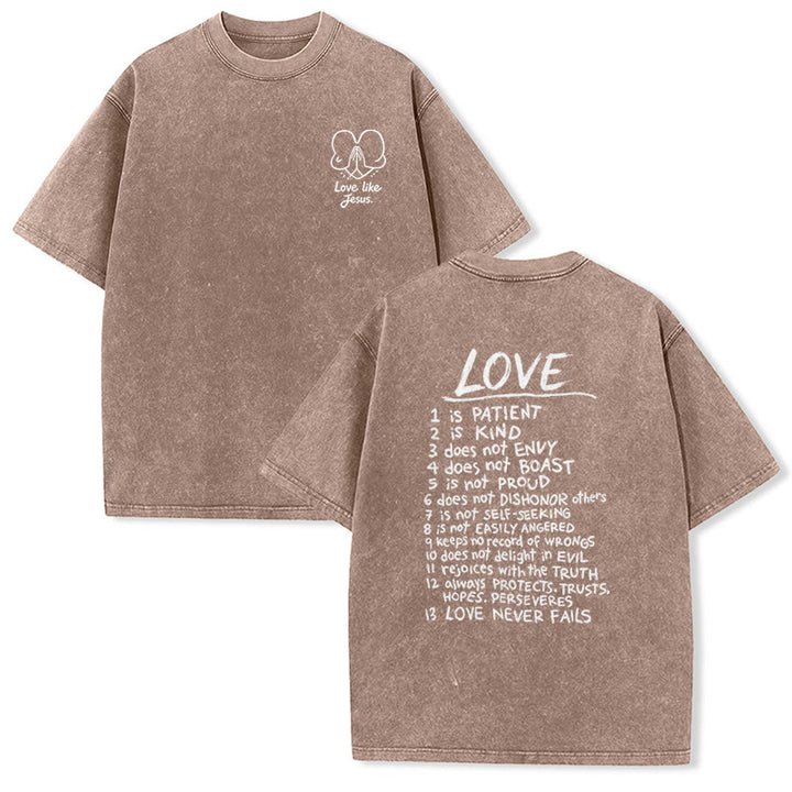 Christianartworkshop "Love Like Jesus" 1 Corinthians 13 Verse Washed Unisex T-Shirt - Brown - 5XL - image 12