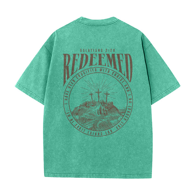 Christianartworkshop "Redeemed" Galatians 2:20 Front & Back Print Washed Unisex T-Shirt - image 6