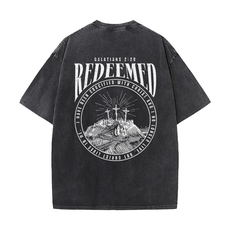 Christianartworkshop "Redeemed" Galatians 2:20 Front & Back Print Washed Unisex T-Shirt - image 9
