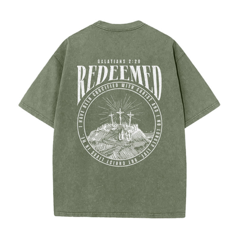 Christianartworkshop "Redeemed" Galatians 2:20 Front & Back Print Washed Unisex T-Shirt - image 12