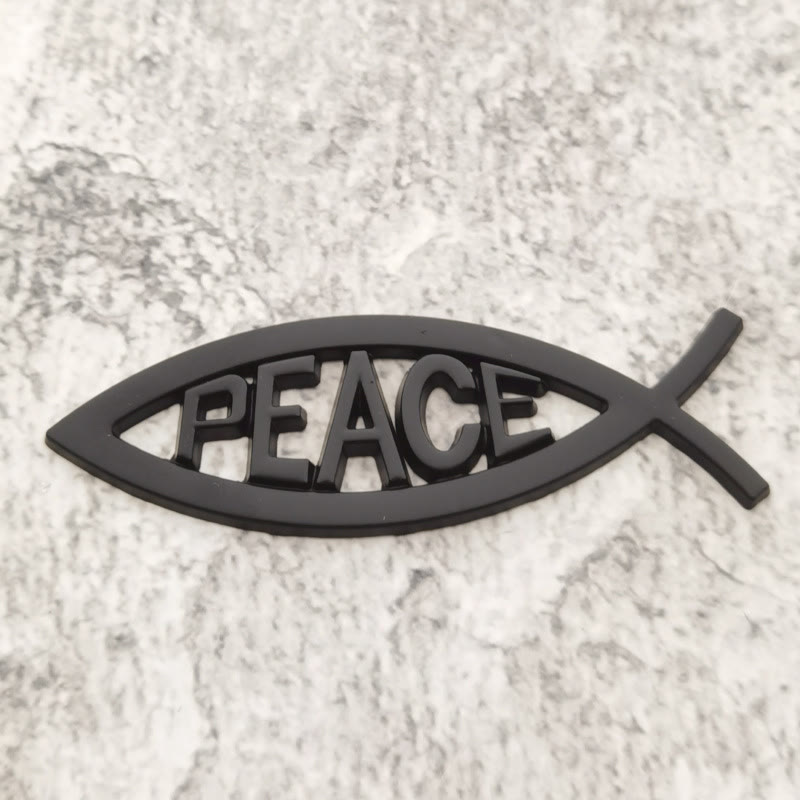 Christianartworkshop Ichthys Fish Hollow Frame Raised PEACE Letter Car Sticker: A Symbol of Heavenly Tranquility & Safe Driving - Black - image 3