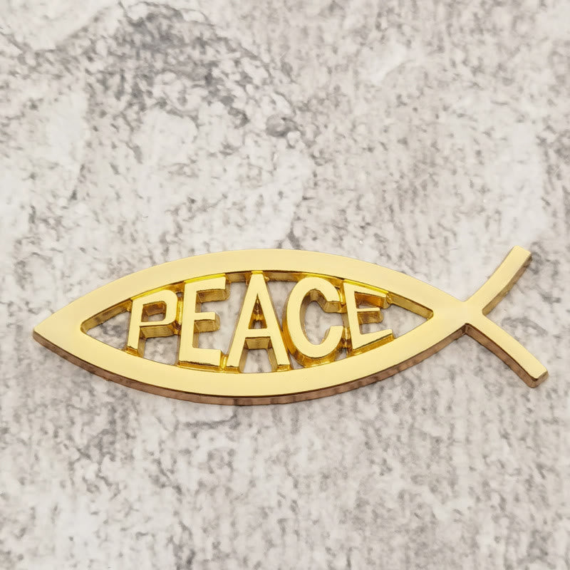 Christianartworkshop Ichthys Fish Hollow Frame Raised PEACE Letter Car Sticker: A Symbol of Heavenly Tranquility & Safe Driving - Golden - image 7