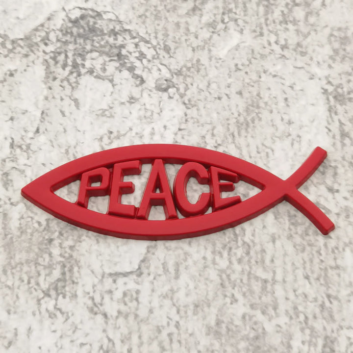 Christianartworkshop Ichthys Fish Hollow Frame Raised PEACE Letter Car Sticker: A Symbol of Heavenly Tranquility & Safe Driving - Red - image 2