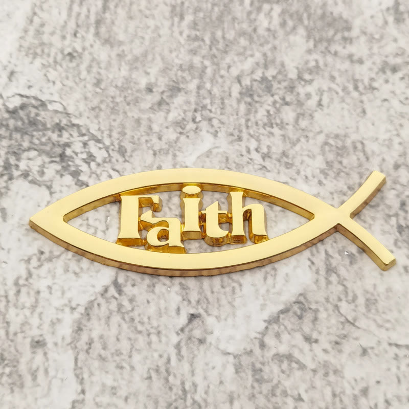 Christianartworkshop Ichthys Fish Outline Raised Faith Letter Car Sticker: A Symbol of Unwavering Conviction & Road Protection - Golden - image 4