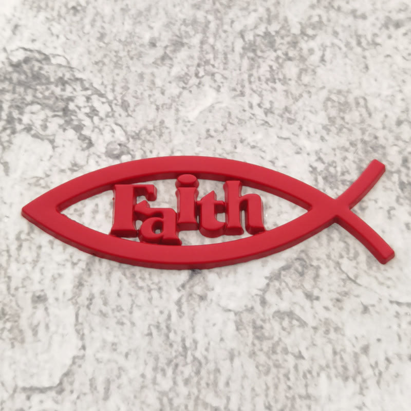 Christianartworkshop Ichthys Fish Outline Raised Faith Letter Car Sticker: A Symbol of Unwavering Conviction & Road Protection - Red - image 5