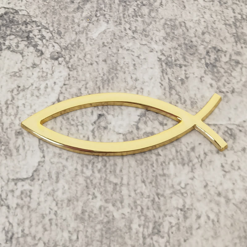 Christianartworkshop Minimalist Hollow Ichthys Fish Outline Car Sticker: A Symbol of Abiding Faith & Roadside Divine Protection - Golden - image 5
