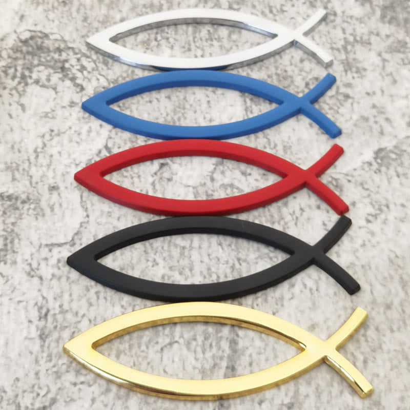 Christianartworkshop Minimalist Hollow Ichthys Fish Outline Car Sticker: A Symbol of Abiding Faith & Roadside Divine Protection - Set of 5 Colors - image 0