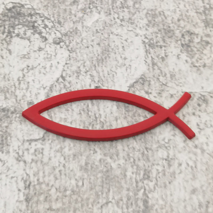 Christianartworkshop Minimalist Hollow Ichthys Fish Outline Car Sticker: A Symbol of Abiding Faith & Roadside Divine Protection - Red - image 2