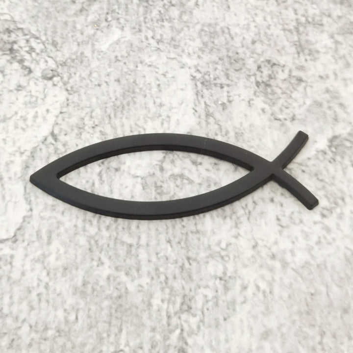 Christianartworkshop Minimalist Hollow Ichthys Fish Outline Car Sticker: A Symbol of Abiding Faith & Roadside Divine Protection - Black - image 3
