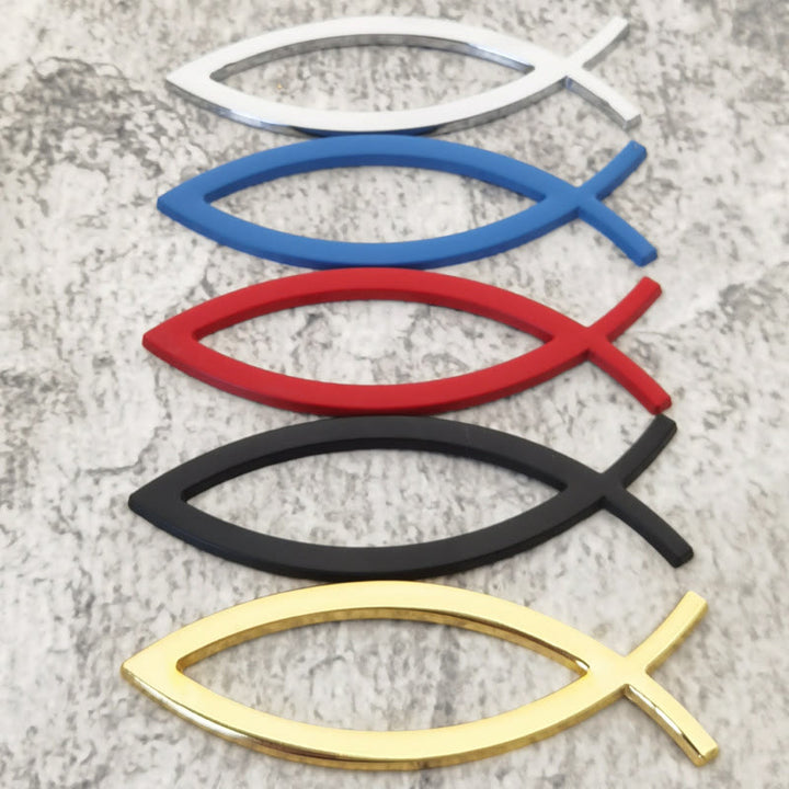 Christianartworkshop Minimalist Hollow Ichthys Fish Outline Car Sticker: A Symbol of Abiding Faith & Roadside Divine Protection - Set of 5 Colors - image 0