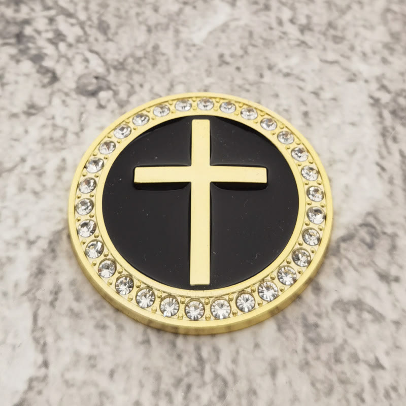 Christianartworkshop Rhinestone Rim Circular Raised Cross Car Sticker: A Symbol of Divine Grace & All-Round Journey Protection - image 6