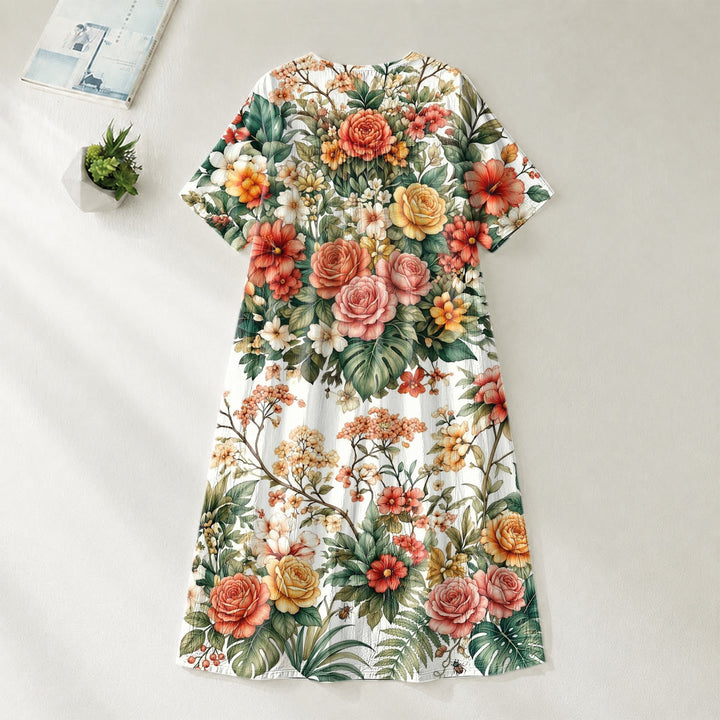 Christianartworkshop "Lion of Judah" Floral Wreath V-Neck Short Sleeve Midi Dress - image 3